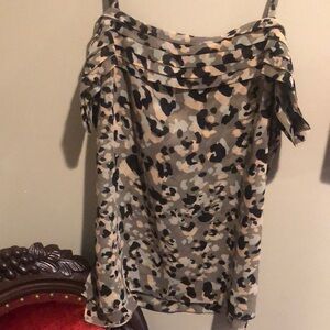 CAbi Leopard Print Off-Shoulder Blouse